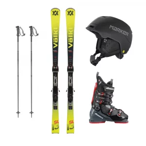 Equipo completo con casco de esquí de gama superior